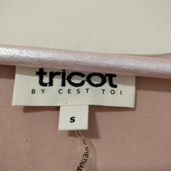 Tricot by C'est Toi Blush Dusty Pink Size Small Tie Front Dolman Top Blouse - Picture 4 of 7